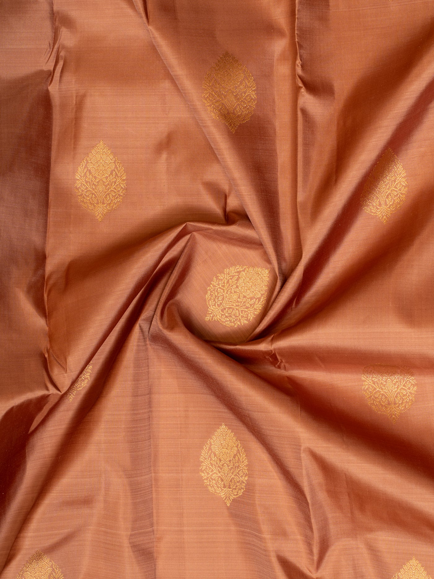 Apricot pink pastel pure Kanchipuram silk saree