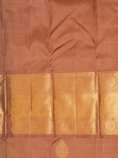 Apricot pink pastel pure Kanchipuram silk saree