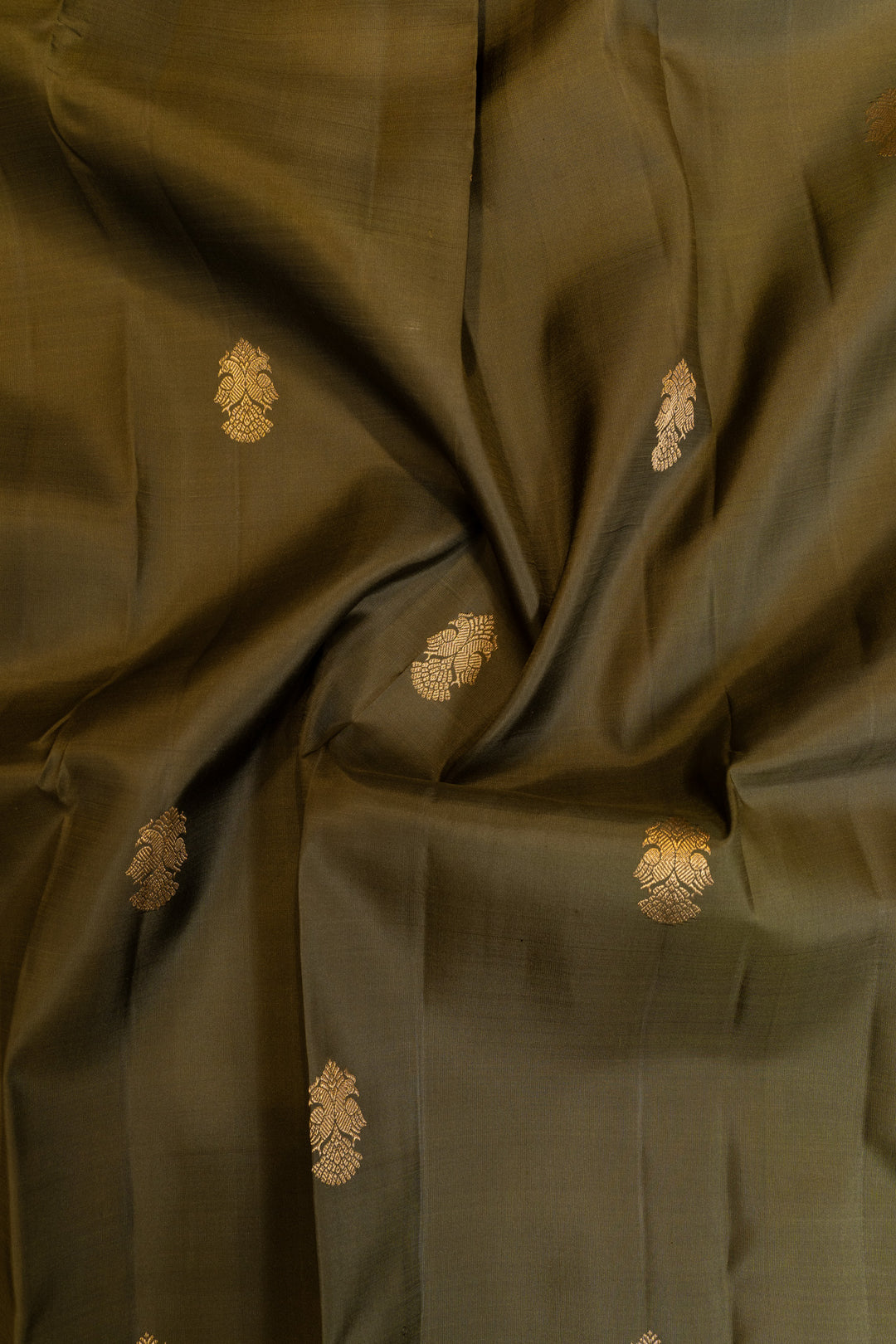 Juniper green traditional pure Kanchipuram silk saree