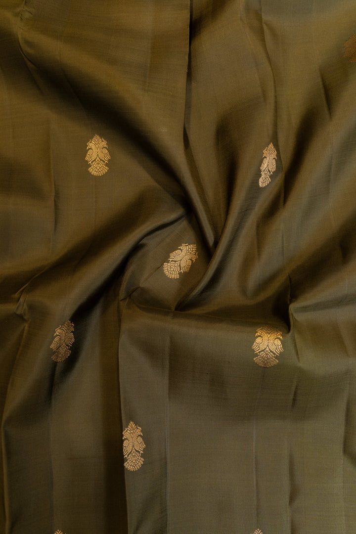 Juniper green traditional pure Kanchipuram silk saree