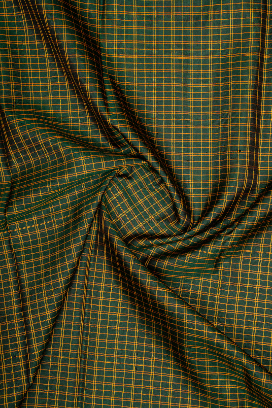 Emerald Green Checks Threadwork Pure Kanchipuram Silk Saree