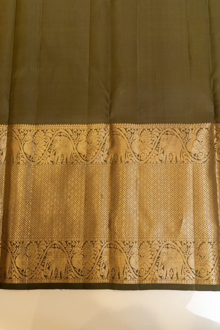 Juniper green traditional pure Kanchipuram silk saree