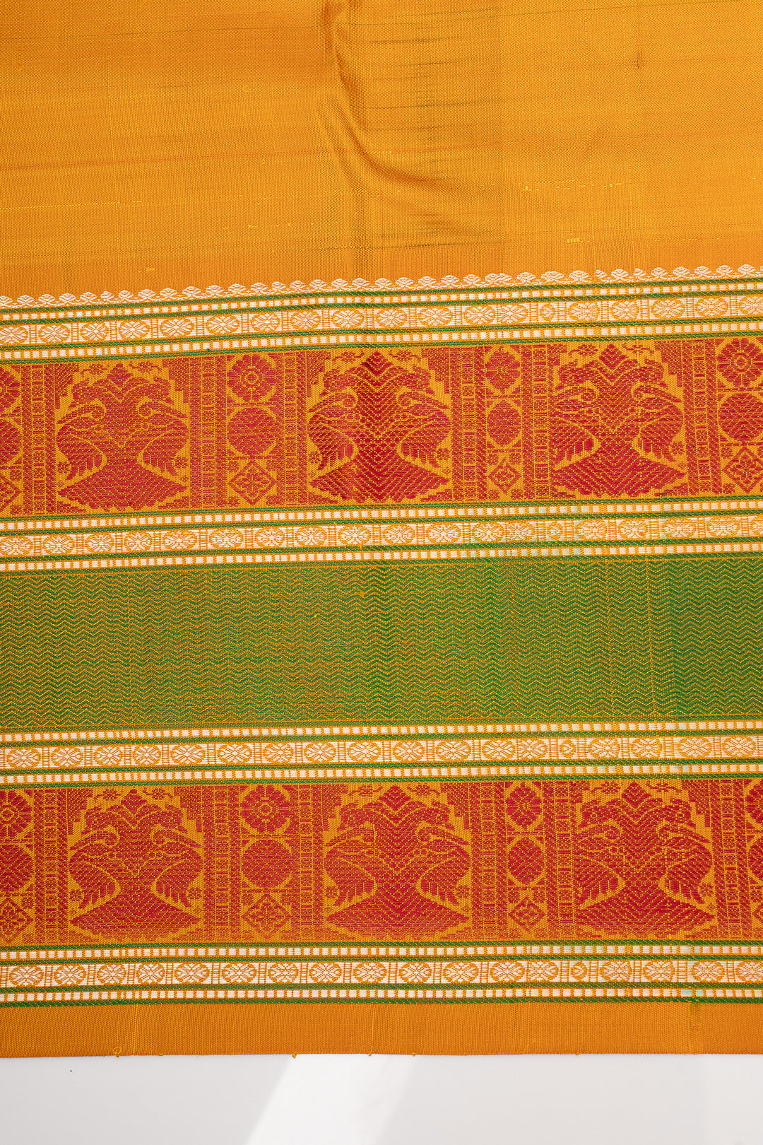 Emerald Green Checks Threadwork Pure Kanchipuram Silk Saree