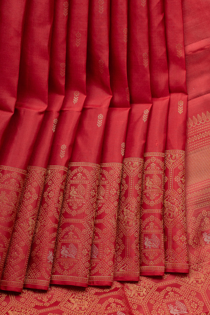 Red Traditional Pure Soft Silk Saree