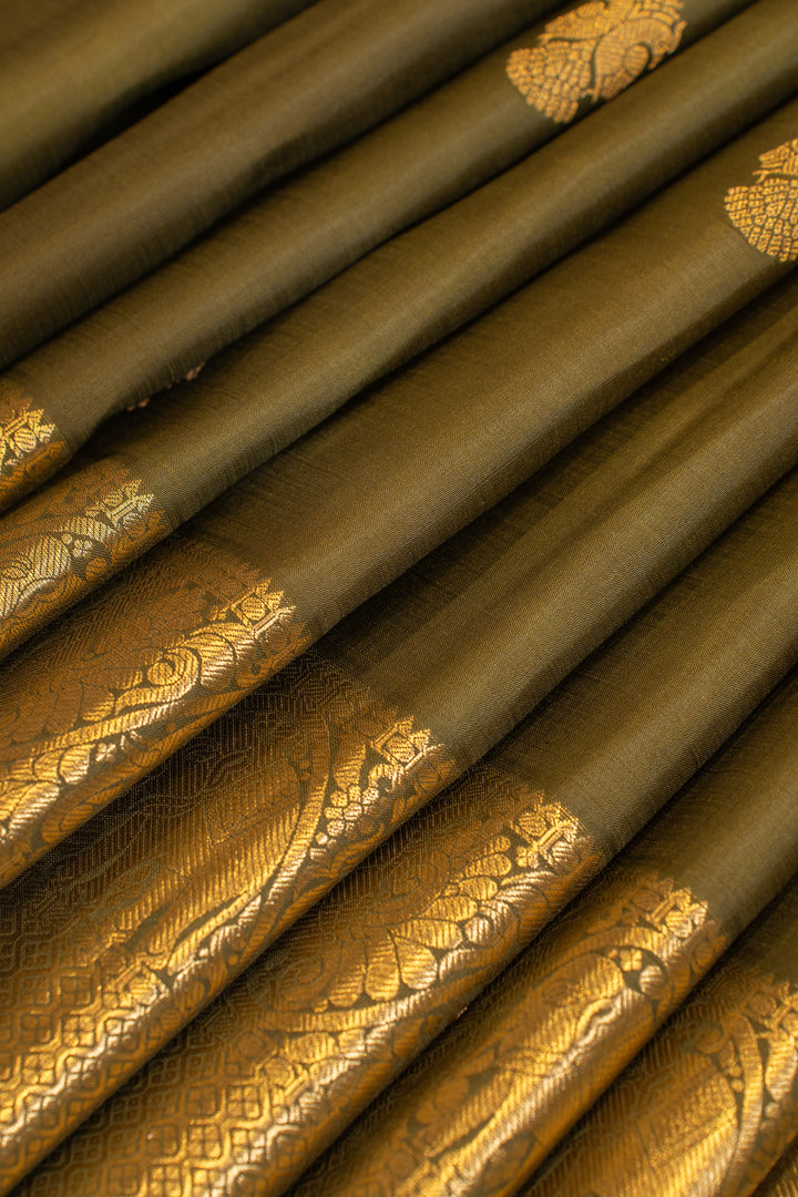 Juniper green traditional pure Kanchipuram silk saree