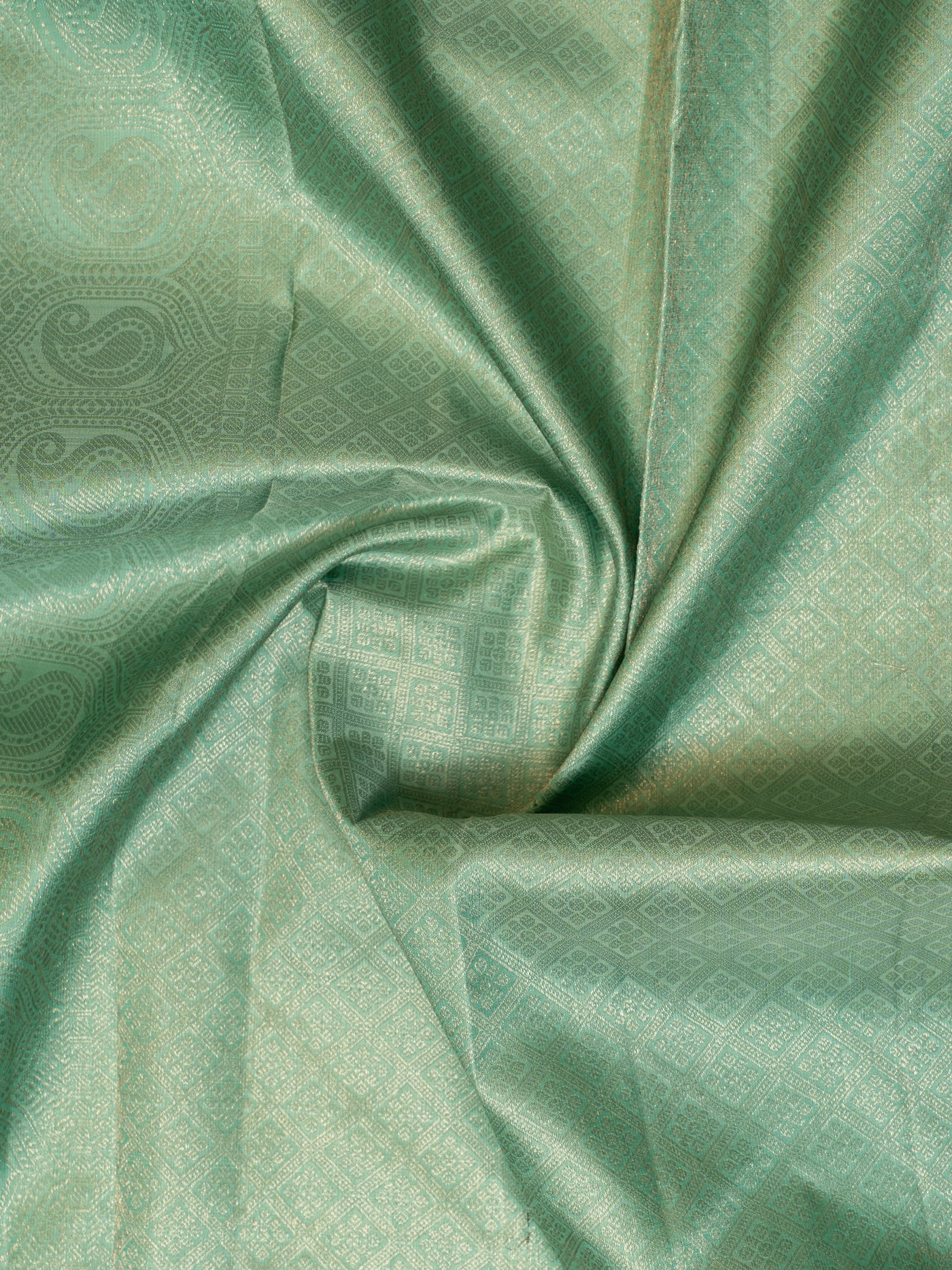 Cyan green pastel pure Kanchipuram silk saree