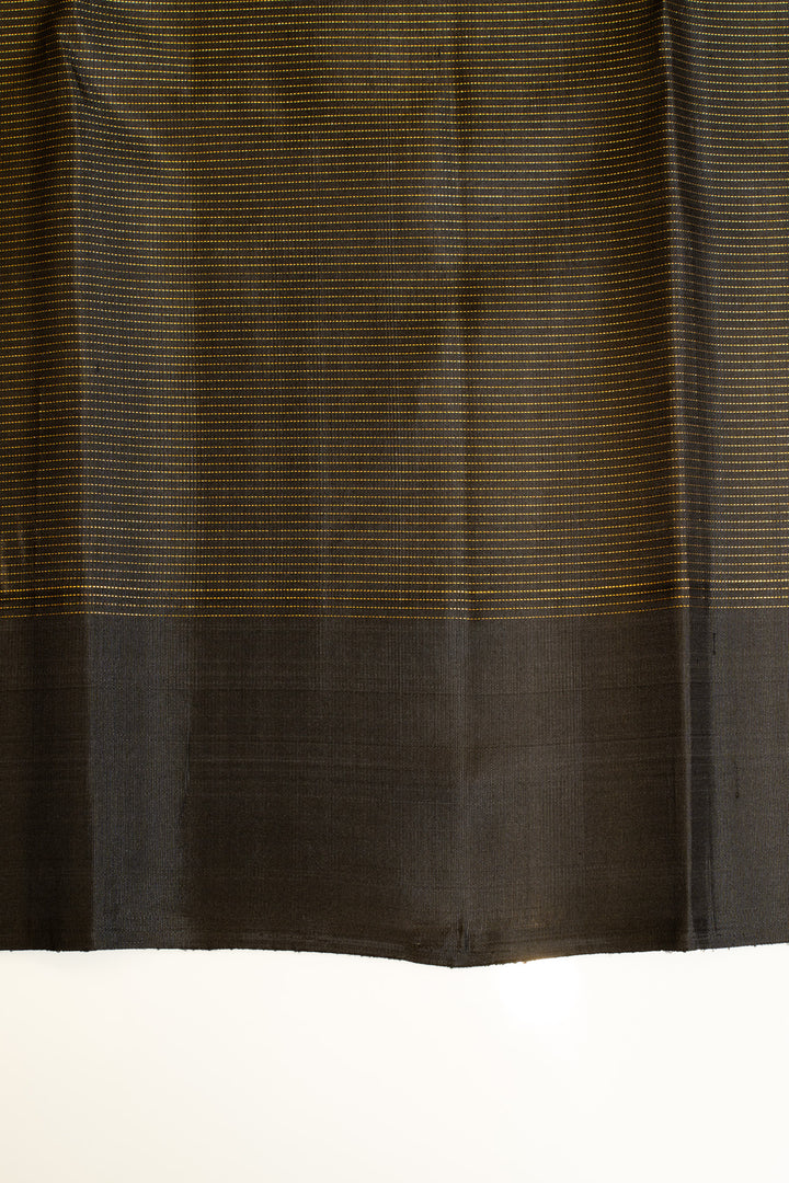 Black and gold zari checks pure Kanchipuram silk saree