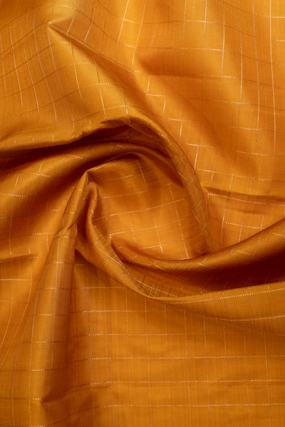 Mustard zari checks pure Kanchipuram silk saree