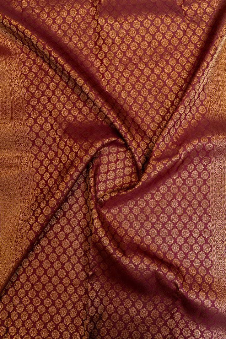 Maroon lakshadeepam pure Kanchipuram silk saree