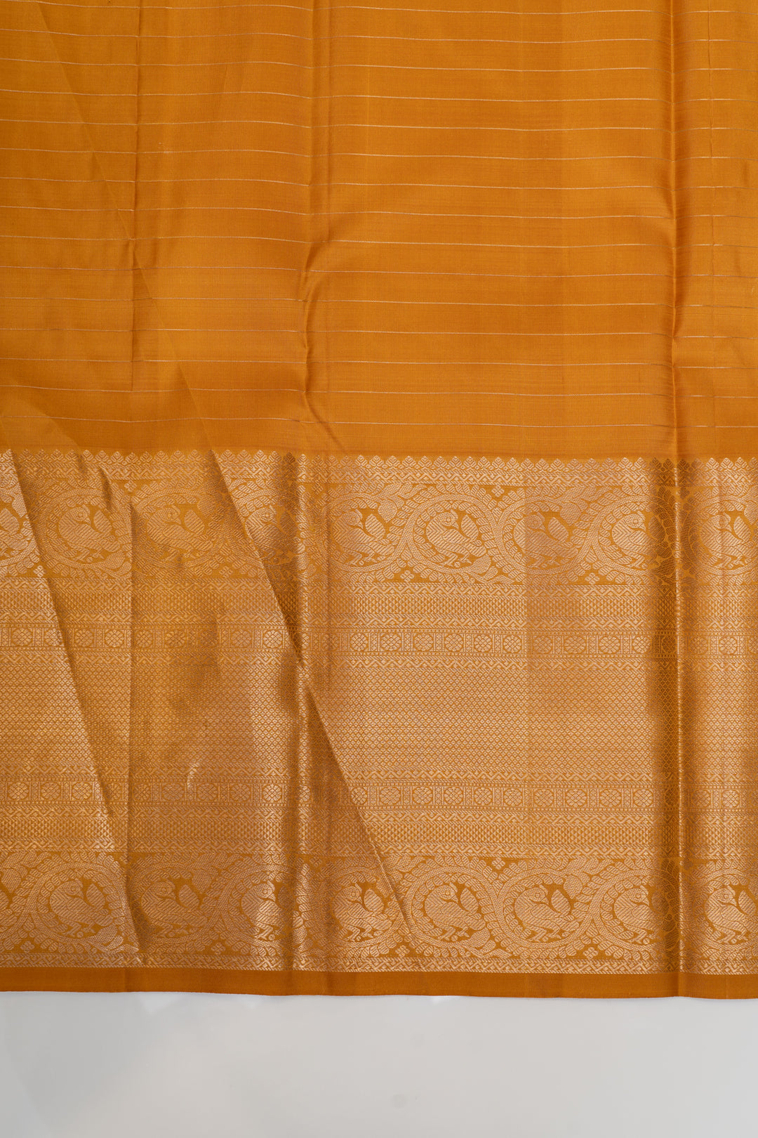 Mustard zari checks pure Kanchipuram silk saree