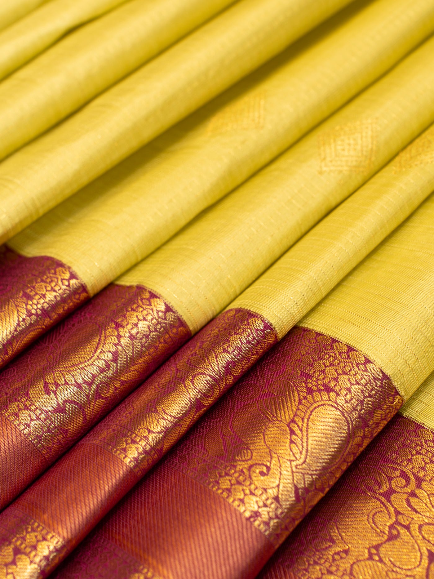 Lime Green Vairaoosi Stripes Rettai Pettu Pure Kanchipuram Silk Saree