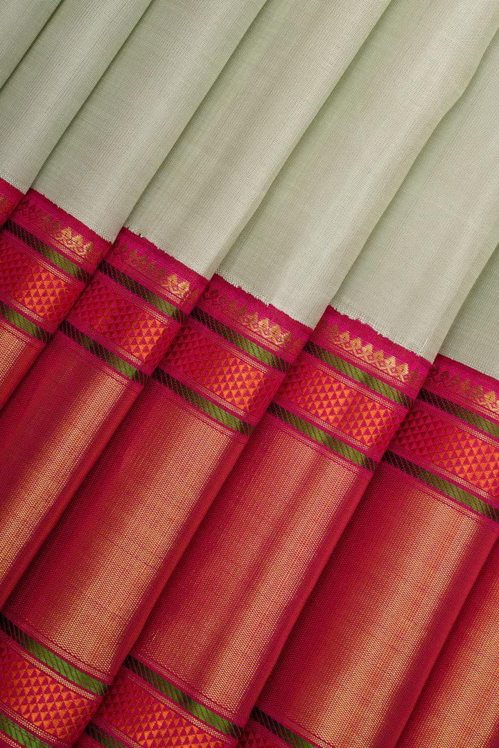 Mint green traditional pure kanchipuram silk saree