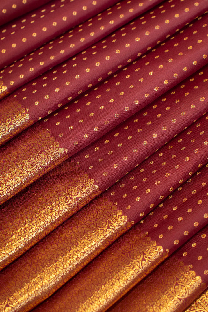 Maroon lakshadeepam pure Kanchipuram silk saree