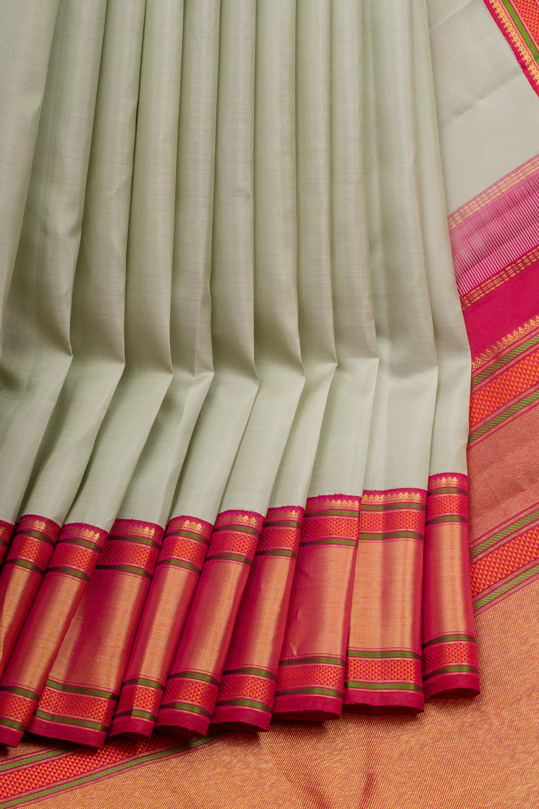 Mint green traditional pure kanchipuram silk saree