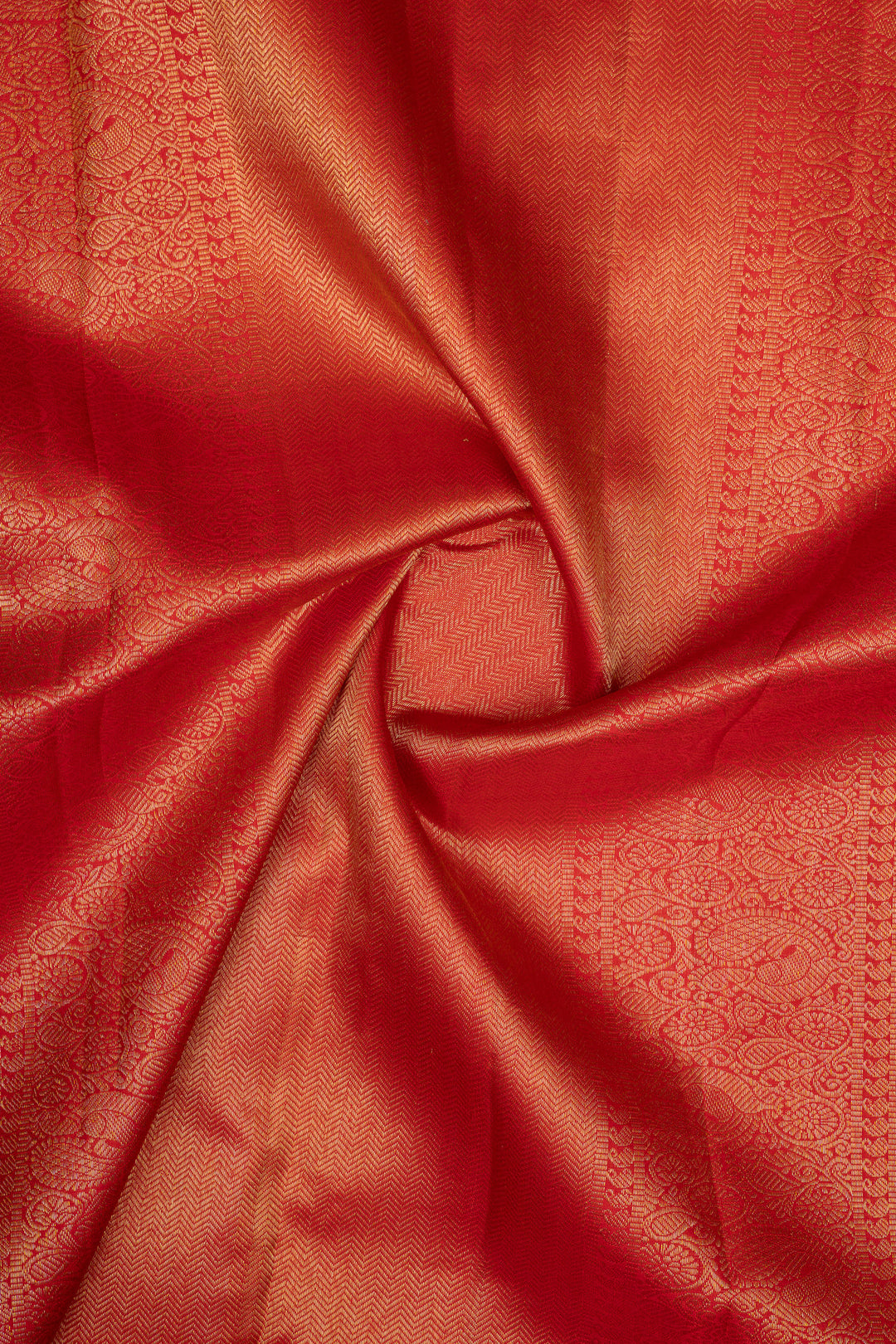 Emerald green and red zari checks pure kanchipuram silk saree