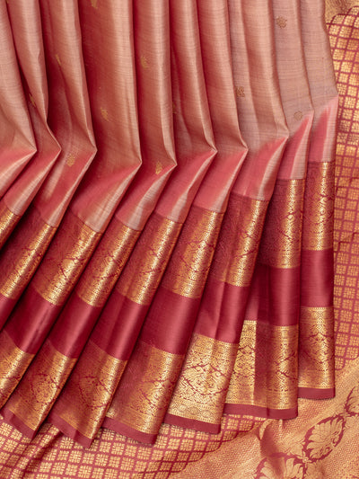 Pink shot colour traditional pure Kanchipuram silk saree