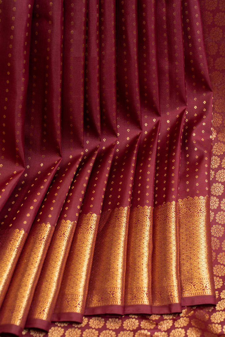 Maroon lakshadeepam pure Kanchipuram silk saree