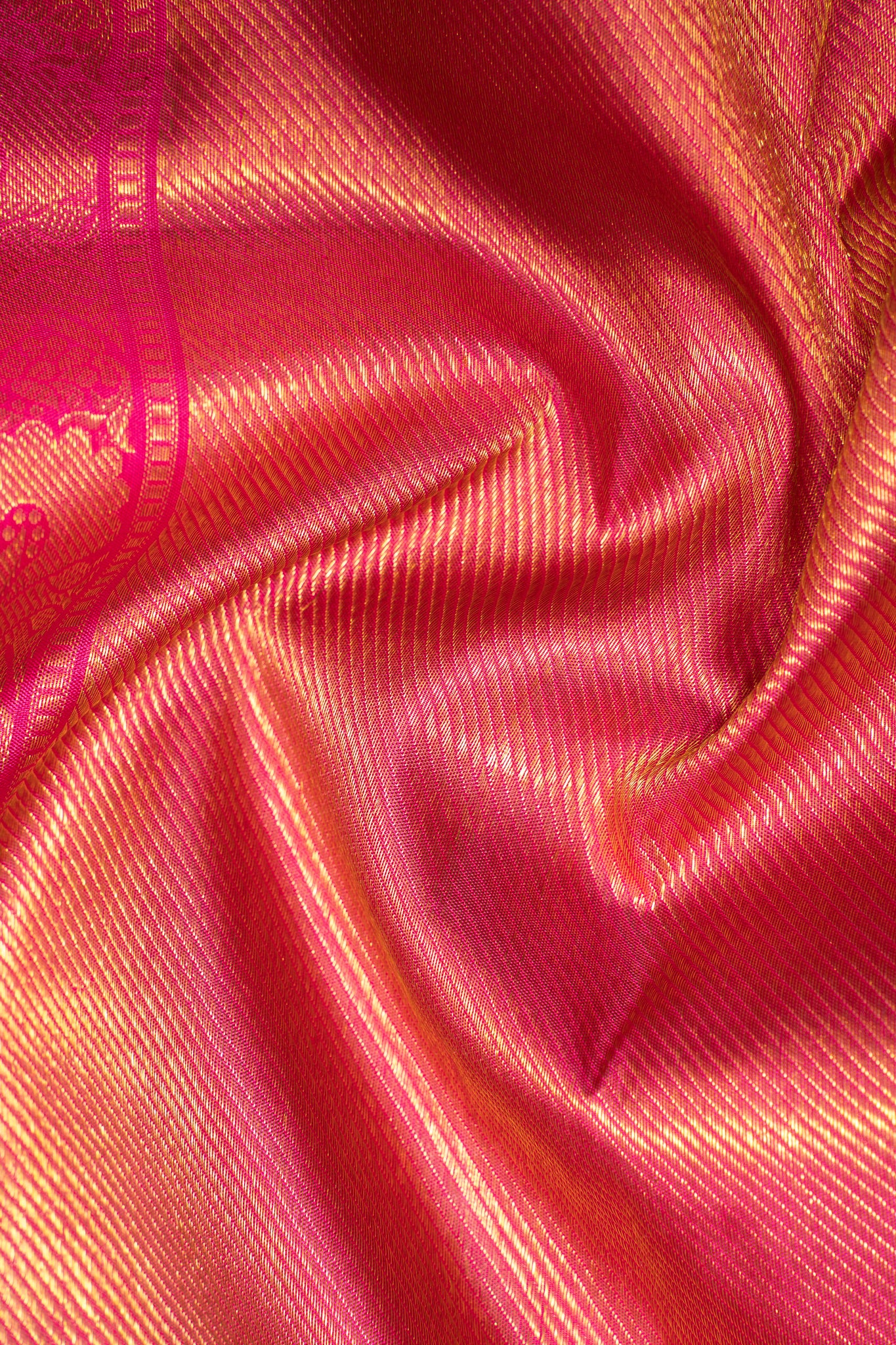 Bottle Green and Pink Varisapettu Pure Zari Kanchipuram Silk Saree - Clio Silks