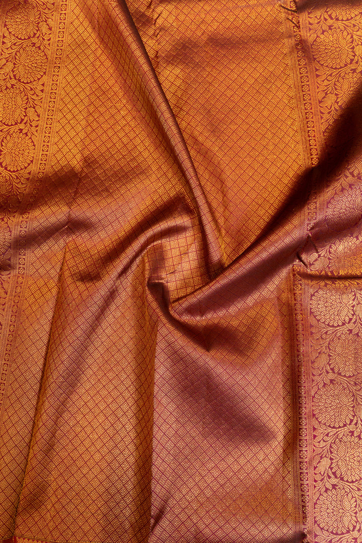 Maroon lakshadeepam traditional pure Kanchipuram silk saree