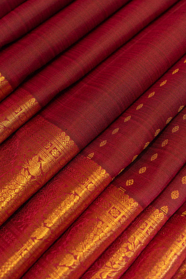 Maroon lakshadeepam traditional pure Kanchipuram silk saree