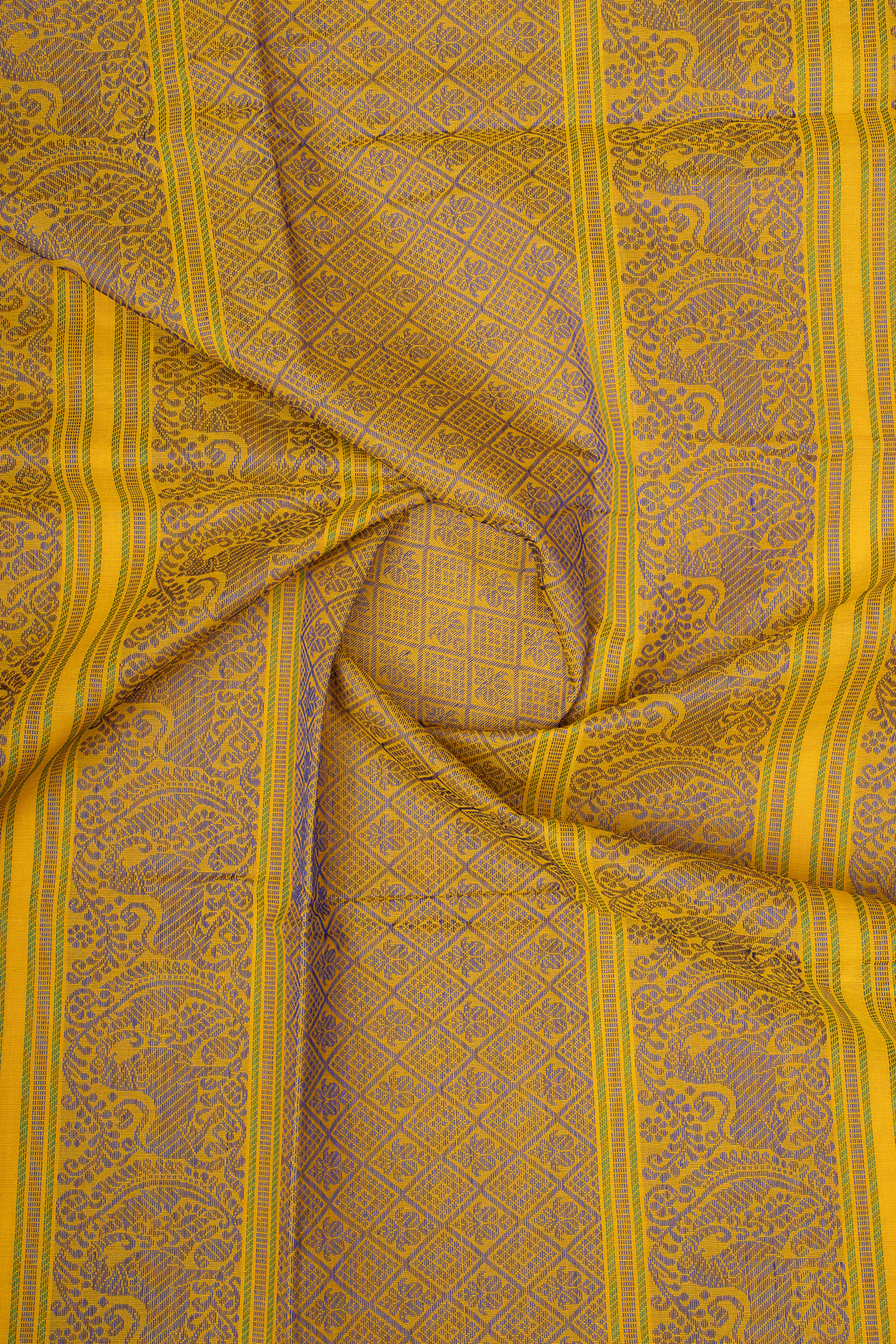 Yellow Traditional Pure Cotton Saree