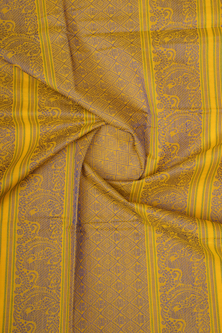 Yellow Traditional Pure Cotton Saree