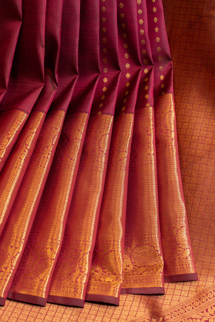 Maroon lakshadeepam traditional pure Kanchipuram silk saree