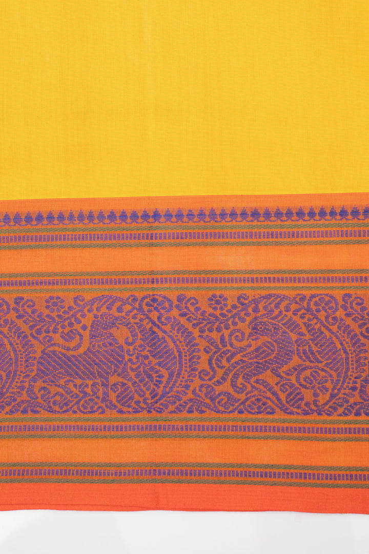 Yellow Traditional Pure Cotton Saree