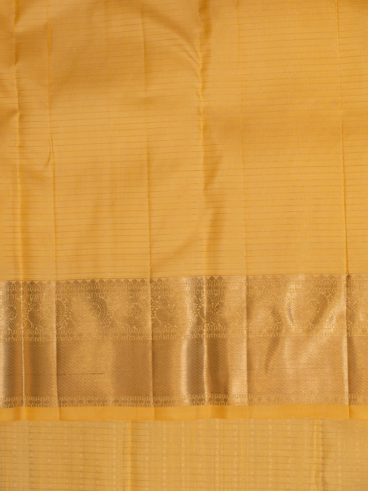 Pastel Yellow Zari Checks Buttis Pure Traditional Kanchipuram Silk Saree