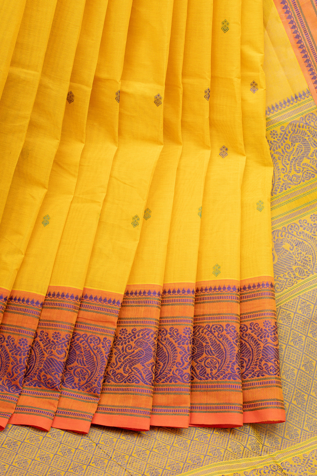 Yellow Traditional Pure Cotton Saree