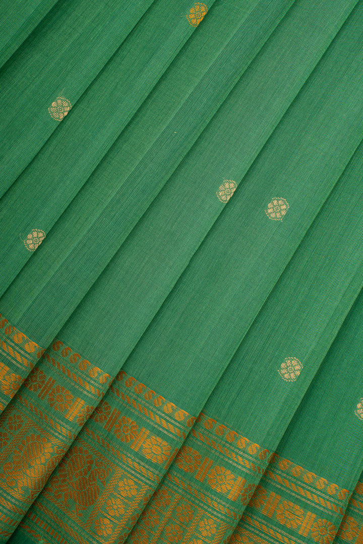 Jade Green Traditional Pure Cotton Saree