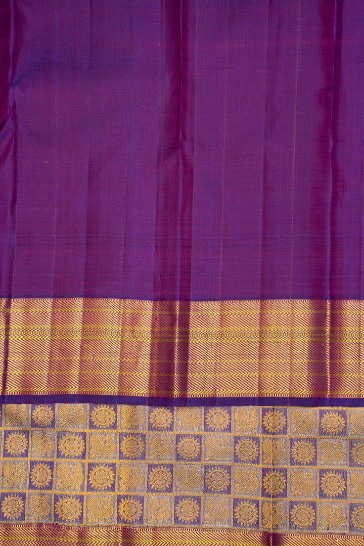 Purple Mayil Chakram Pure Brocade Kanchipuram Silk Saree - Clio Silks