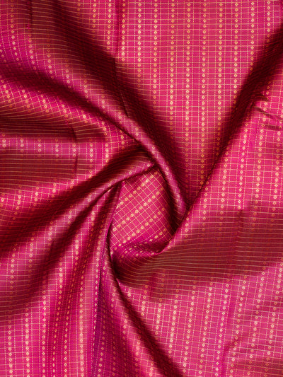 Magenta Purple Muthu Zari Checks Pure Kanchipuram Silk Saree