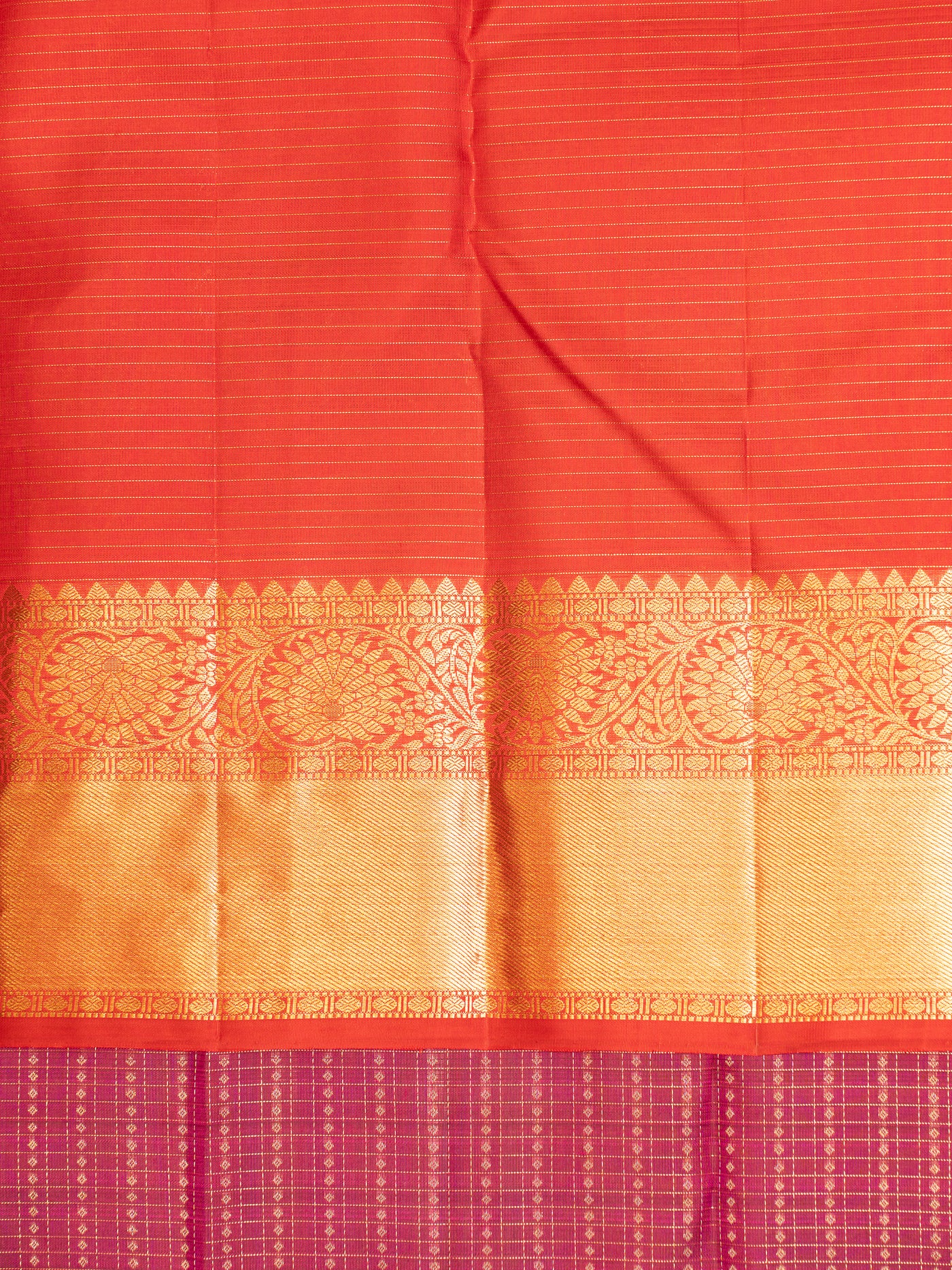 Magenta Purple Muthu Zari Checks Pure Kanchipuram Silk Saree