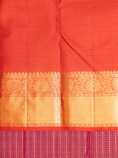 Magenta Purple Muthu Zari Checks Pure Kanchipuram Silk Saree