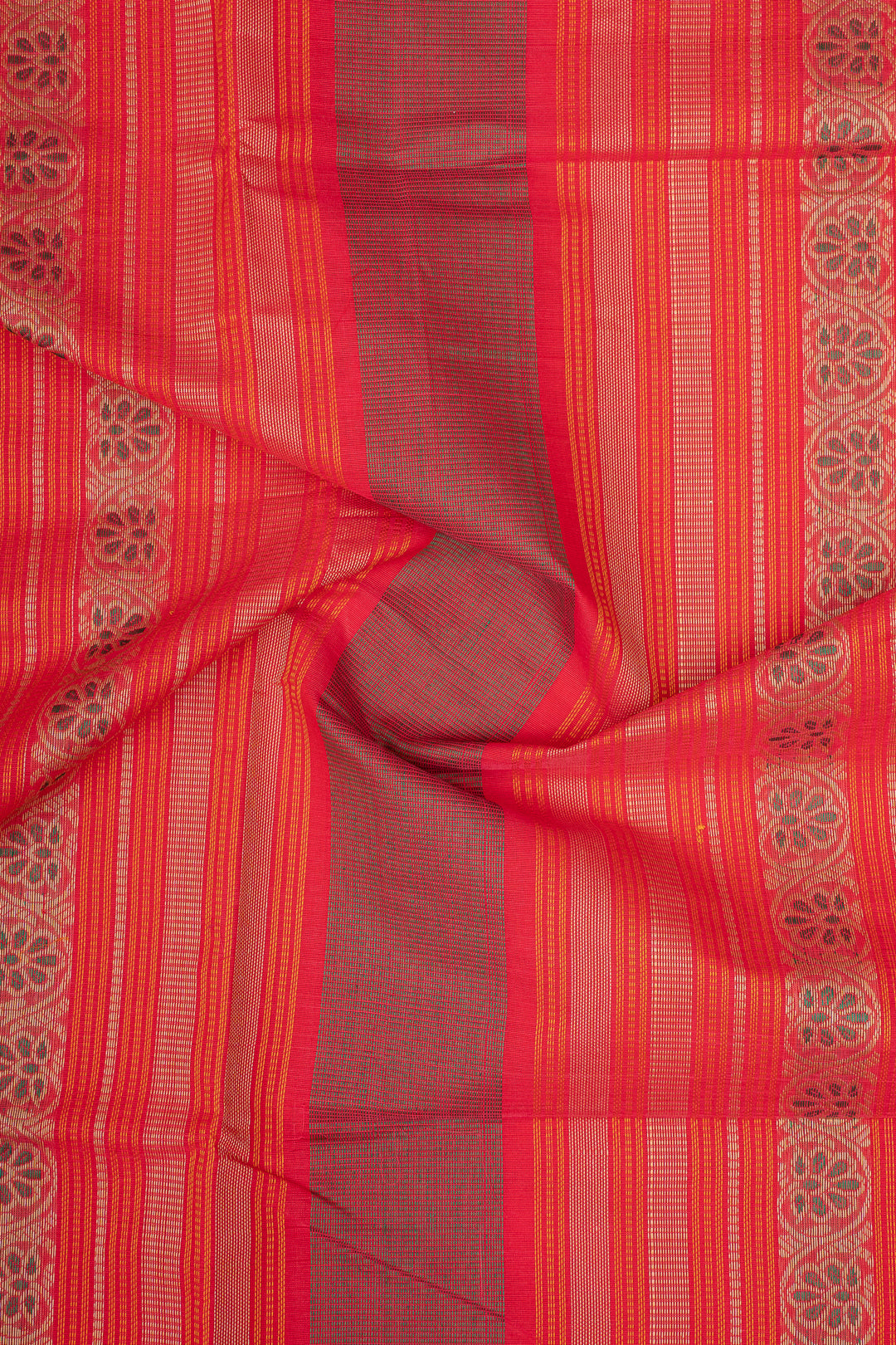 Peach Traditional Pure Cotton Saree