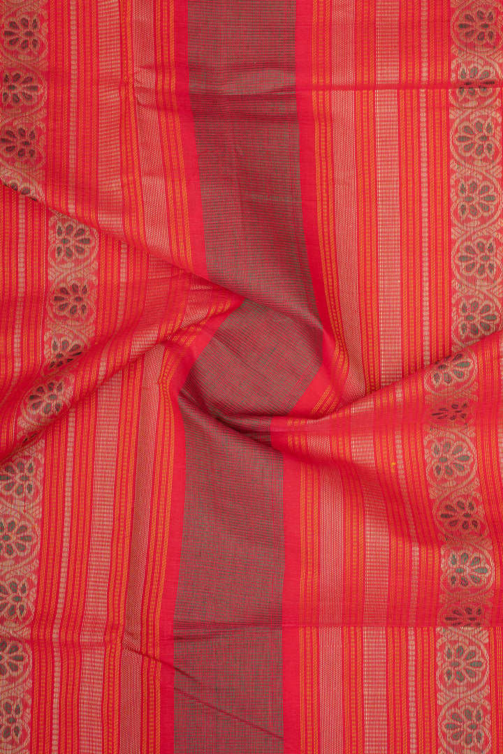 Peach Traditional Pure Cotton Saree