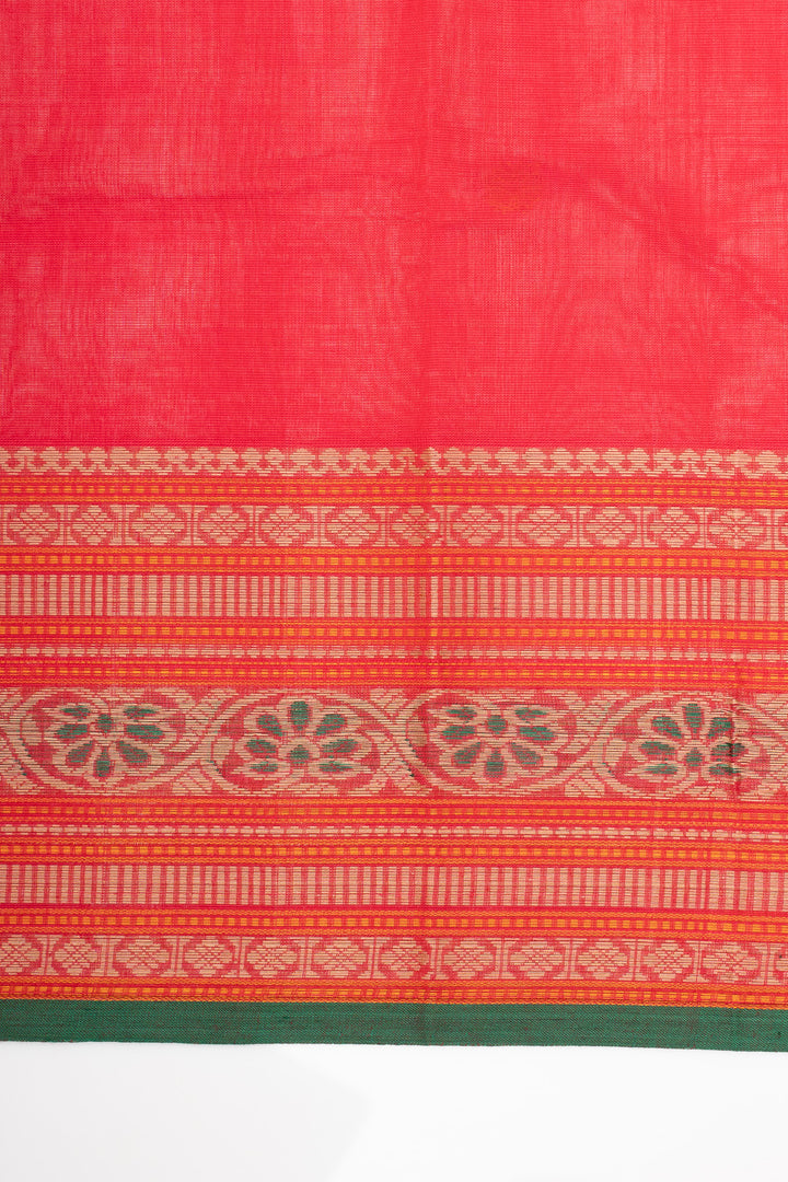 Peach Traditional Pure Cotton Saree