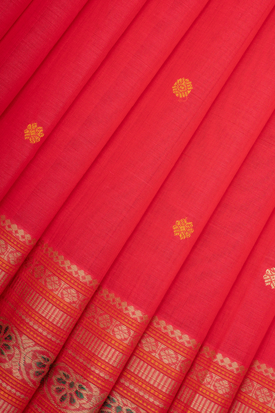 Peach Traditional Pure Cotton Saree