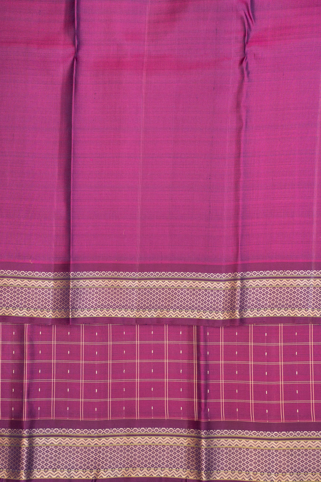 Plum Purple Muthukattam Without Zari Kanchipuram Silk Saree - Clio Silks