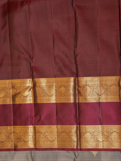 Grey and magenta traditional pure Kanchipuram silk saree