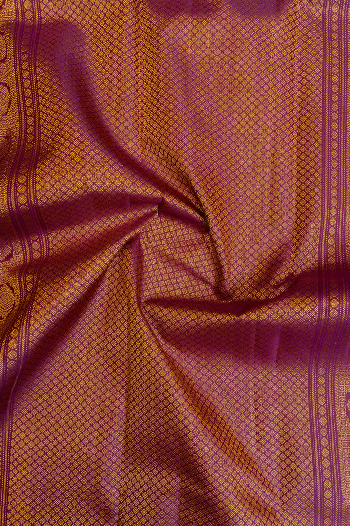 Rust maroon stripes border pure Kanchipuram silk saree