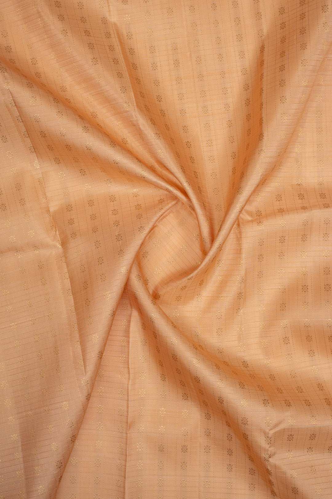 Peach Checks Pure Kanchipuram Silk Saree