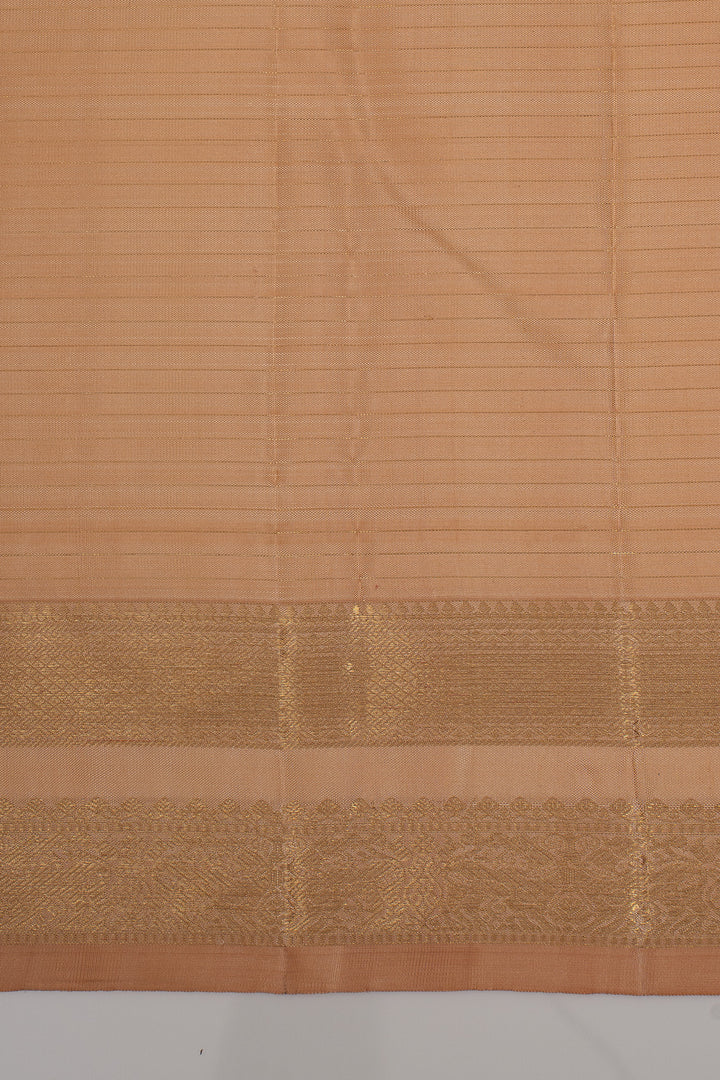 Peach Checks Pure Kanchipuram Silk Saree