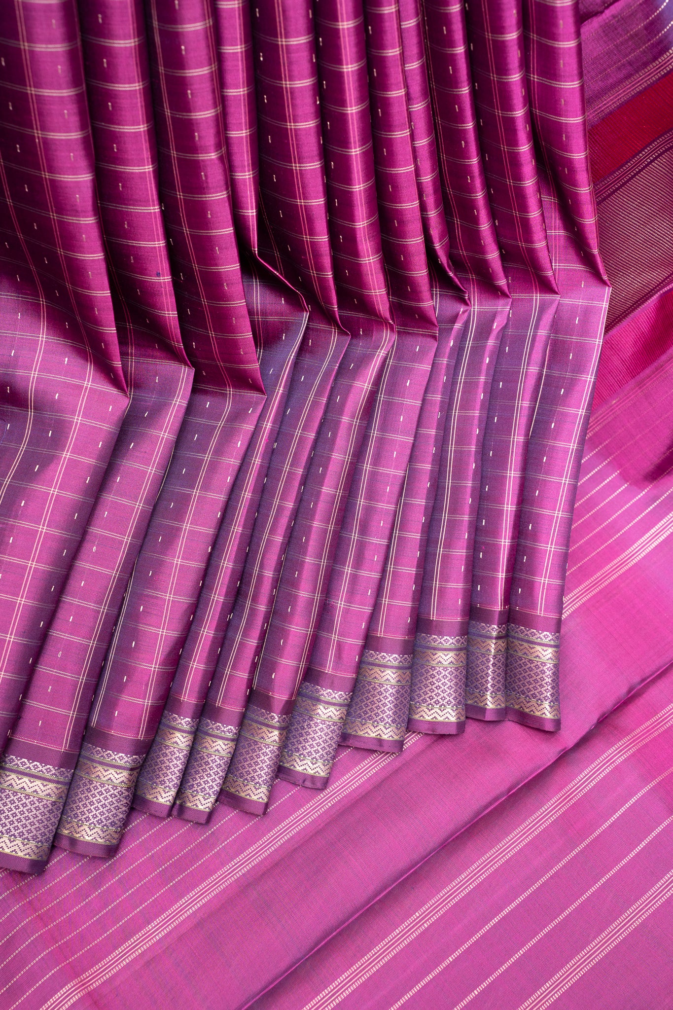 Plum Purple Muthukattam Without Zari Kanchipuram Silk Saree - Clio Silks