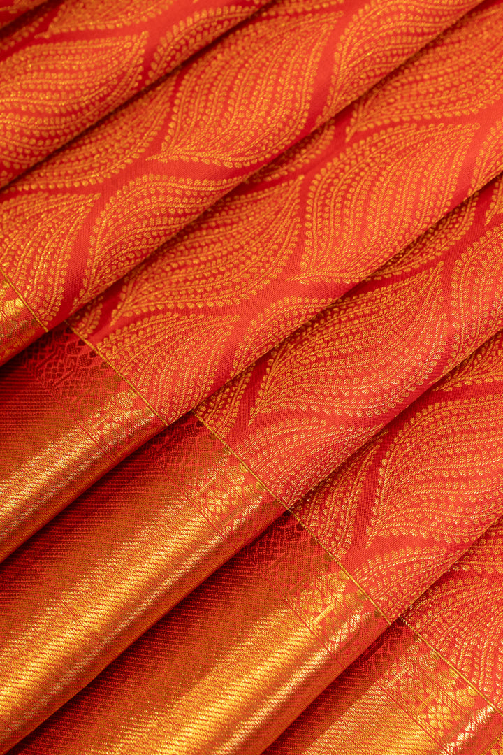 Red zari brocade pure Kanchipuram silk saree