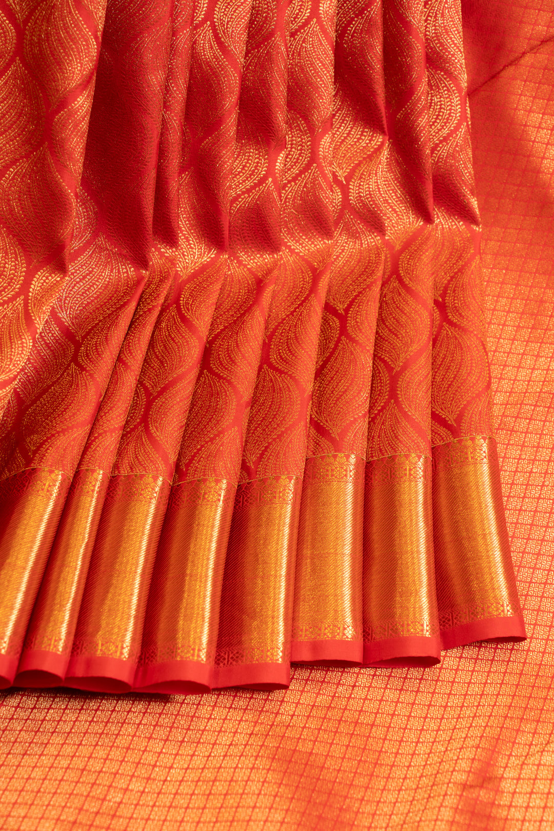 Red zari brocade pure Kanchipuram silk saree