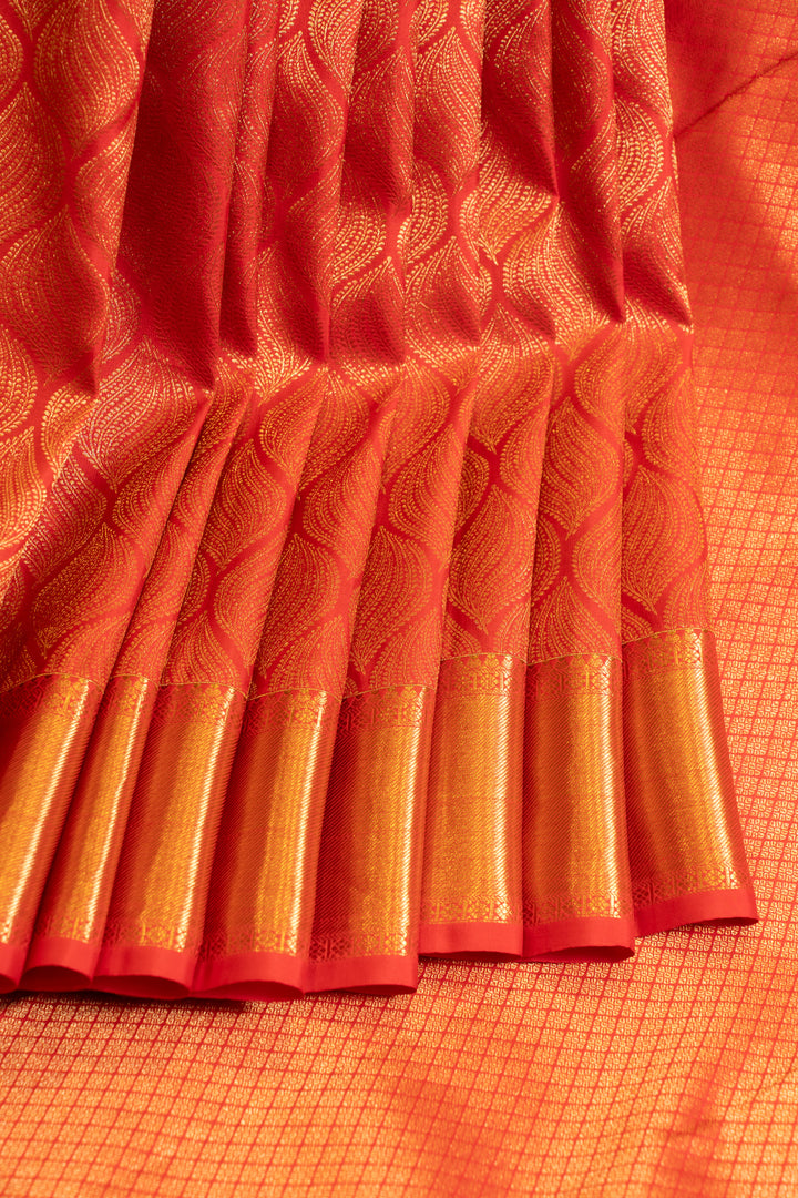 Red zari brocade pure Kanchipuram silk saree