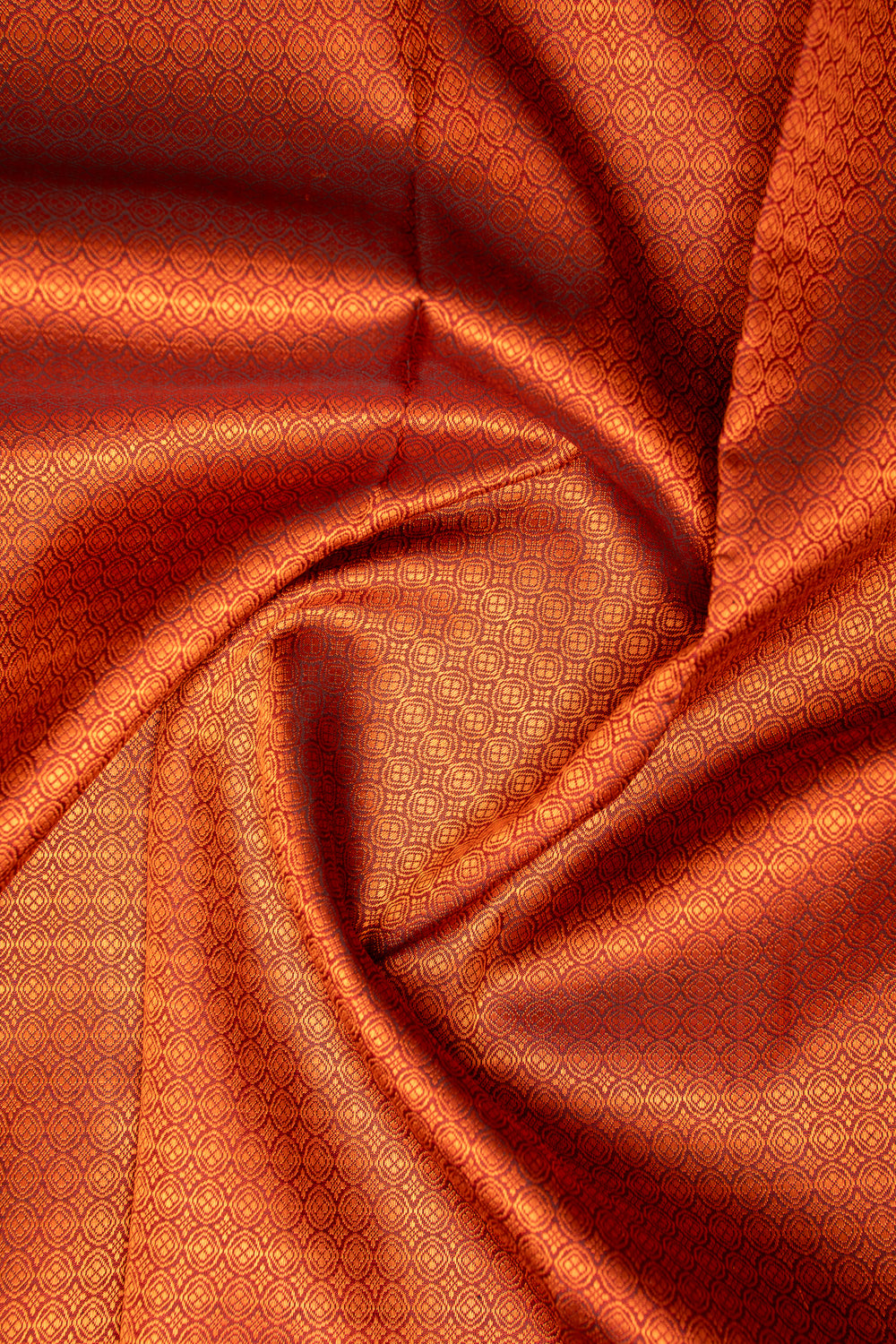 Rust Orange and Green Thread Brocade Without Zari Kanchipuram Silk saree - Clio Silks