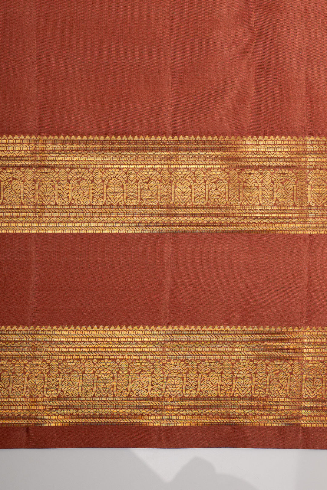 Apricot Peach Temple Brocade Pure Kanchipuram Silk Saree